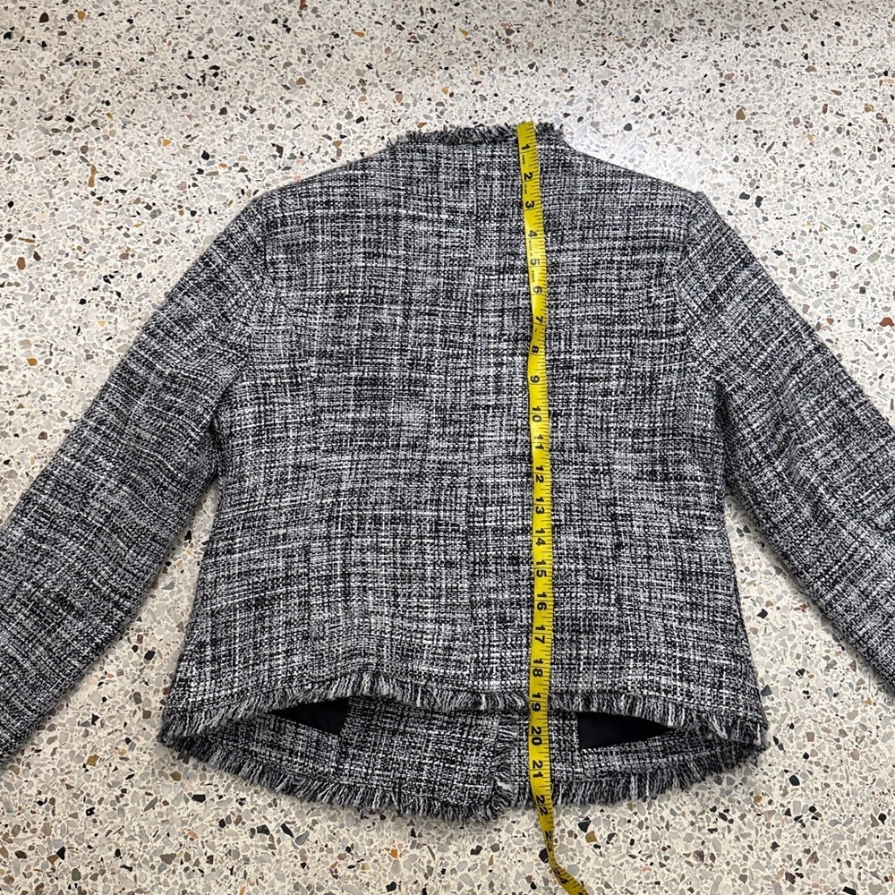 Maeve Anthropologie black white tweed jacket pearl button 2 - Picture 10 of 10
